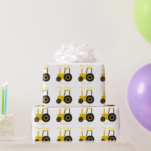 Geel Tractor Verjaardagscadeau Cadeaupapier (Feestgeschenken)
