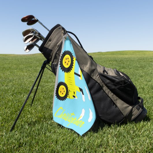 Geel Tractorontwerp Persoonlijk Golfhanddoek (Groen)
