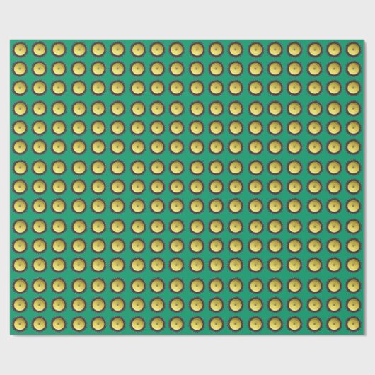 Geel tractorwiel op groene achtergrond cadeaupapier (Vlak)