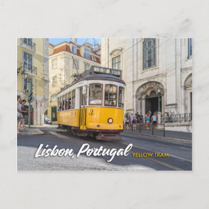 geel tram in lissabon , portugal briefkaart