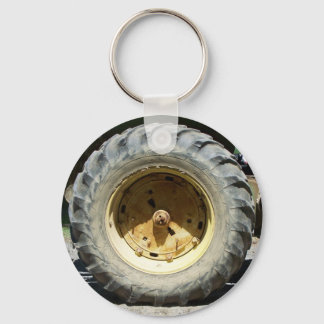 geel trekwieltje sleutelhanger