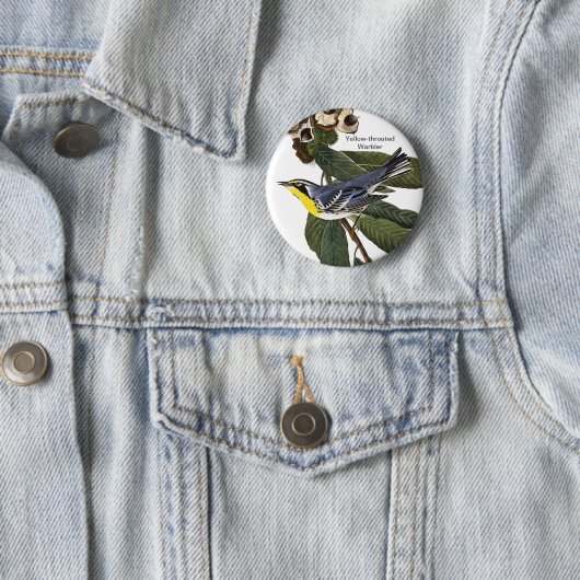 Geel-troete Warbler, John James Audubon, Bird Ronde Button 5,7 Cm (In situ)