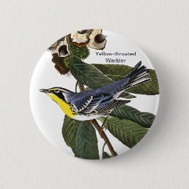 Geel-troete Warbler, John James Audubon, Bird Ronde Button 5,7 Cm