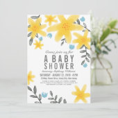Geel tropisch Baby shower Invite Girl Kaart (Staand voorkant)