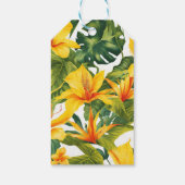 Geel Tropisch Bloemen Huwelijk Cadeaulabel (Achterkant)