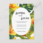 Geel Tropisch Bloemen Huwelijk Informatiekaartje (Voorkant)