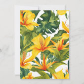 Geel Tropisch Bloemen Huwelijk Kaart (Achterkant)