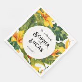 Geel Tropisch Bloemen Huwelijk Servet (Hoek)