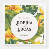 Geel Tropisch Bloemen Huwelijk Servet (Voorkant)