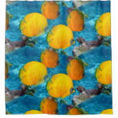 Geel tropisch visstrand Ocean Showgordijn Douchegordijn (Voorkant)