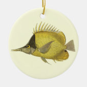 Geel Tropische Chelmon longirostris, Vis Keramisch Ornament (Voorkant)