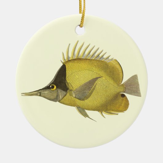 Geel Tropische Chelmon longirostris,  Vis Keramisch Ornament (Voorkant)