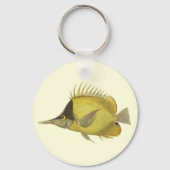 Geel Tropische Chelmon longirostris,  Vis Sleutelhanger (Voorkant)