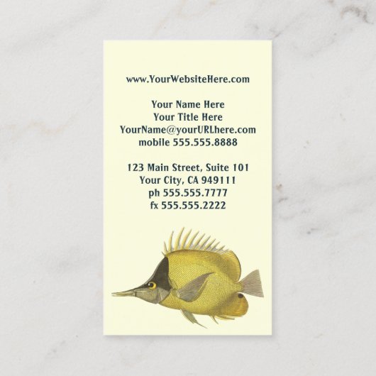 Geel Tropische Chelmon longirostris,  Vis Visitekaartje (Achterkant)