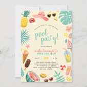 Geel | Tropische pool Watermeloen ananas Kaart (Voorkant)