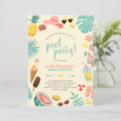 Geel | Tropische pool Watermeloen ananas Kaart (Staand voorkant)