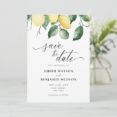 Geel Tuin Zomer Citroenen Bewaar De Datum Kaart (Staand voorkant)