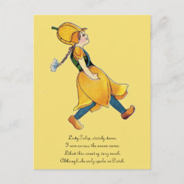 Geel Tulip Cute Flower Floral Funny Girl Briefkaart