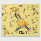 Geel Tulip Cute Flower Floral Funny Girl Cadeaupapier (Vlak)