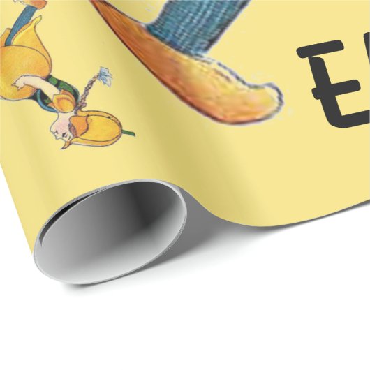 Geel Tulip Cute Flower Floral Funny Girl Cadeaupapier (Rol Hoek)