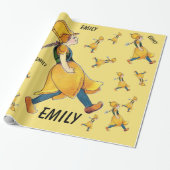 Geel Tulip Cute Flower Floral Funny Girl Cadeaupapier (Uitgerold)