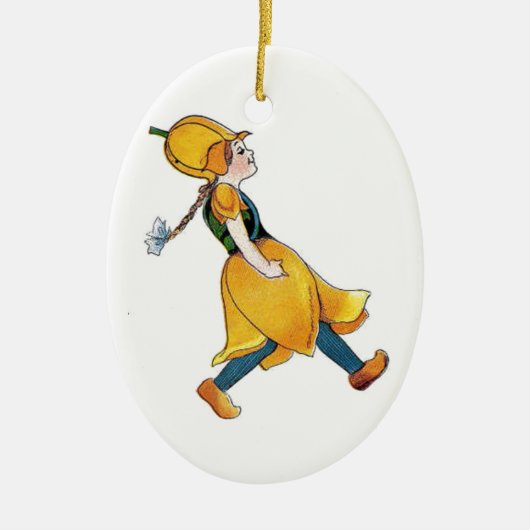 Geel Tulip Cute Flower Floral Funny Girl Keramisch Ornament (Voorkant)