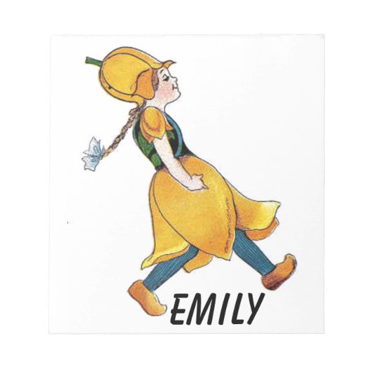 Geel Tulip Cute Flower Floral Funny Girl Notitieblok (Voorkant)