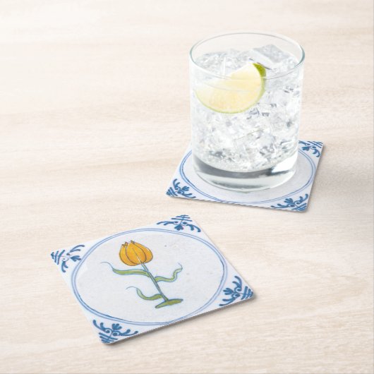 Geel Tulp  Delft Art Onderzetter (Insitu)