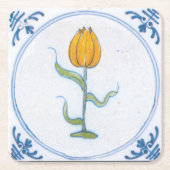 Geel Tulp  Delft Art Onderzetter (Voorkant)