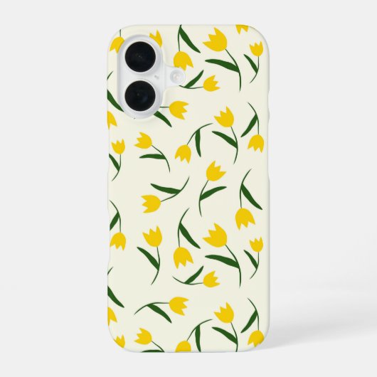 Geel Tulp Patroon  iPhone 16 Hoesje (Achterkant)