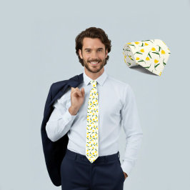 Geel Tulp Patroon  Stropdas