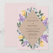 Geel Tulp Sering Eucalyptus Bruiloft Kaart (Voorkant / Achterkant)