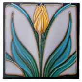 Geel Tulp Wall Decor Art Deco Ceram Tegeltje (Voorkant)