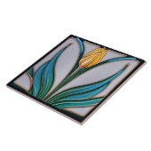 Geel Tulp Wall Decor Art Deco Ceram Tegeltje (Zijkant)