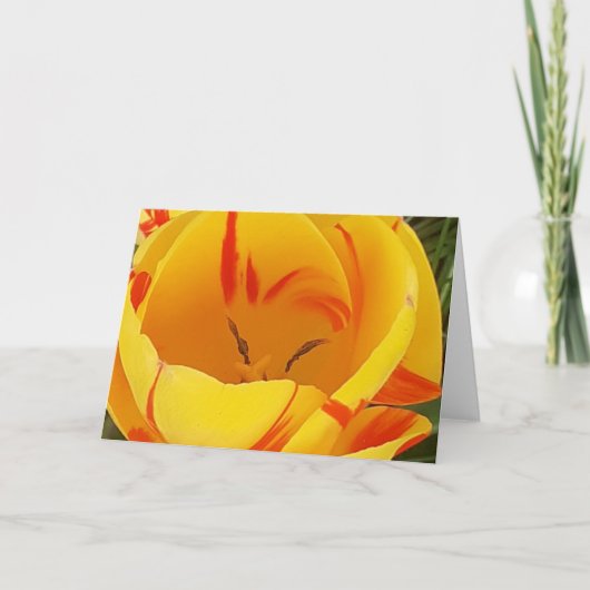 Geel Tulp Wenskaart Kaart (Voorkant)