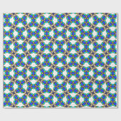 Geel Turquoise Blue Cream geometrisch patroon Cadeaupapier (Vlak)