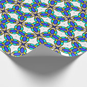 Geel Turquoise Blue Cream geometrisch patroon Cadeaupapier (Hoek)