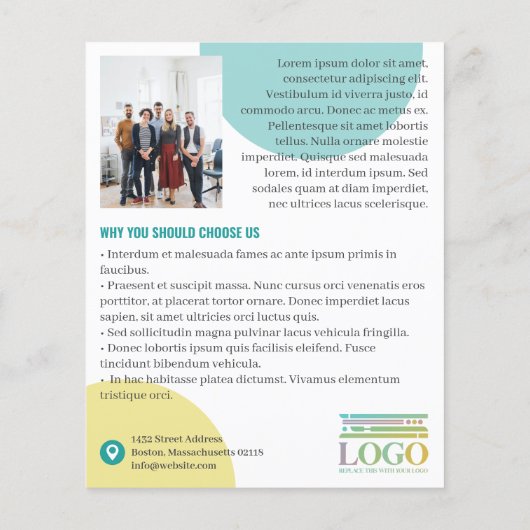 Geel Turquoise Cirkels Logo Foto's Promotioneel Flyer (Achterkant)