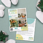 Geel Turquoise Cirkels Logo Foto's Promotioneel Flyer<br><div class="desc">Marketing flyer voor kleine bedrijven voor elk beroep en bedrijf dat het werk in foto's kan laten zien. Voeg uw logo, specialiteiten, aanbieding en QR-code toe. Schrijf op de achterkant meer tekst over het bedrijf en waarom uw klant u zou moeten kiezen! Deze promotionele flyer voor kleine bedrijven is voorzien...</div>