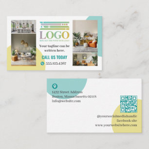 Geel Turquoise Cirkels Logo Foto's Zakelijk Visitekaartje