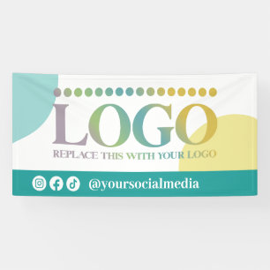 Geel Turquoise Cirkels Logo Sociale Media Spandoek