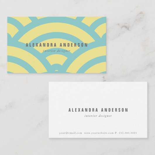 Geel & turquoise golfpatroon Visitekaartje (Voorkant / Achterkant)