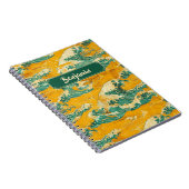 Geel Turquoise Japanse Oceaan Golven Traditioneel Notitieboek (Rechterzijde)