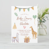 Geel Turquoise Schattige Waterverf Baby shower Kaart (Staand voorkant)