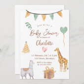 Geel Turquoise Schattige Waterverf Baby shower Kaart (Voorkant / Achterkant)