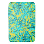 Geel & Turquoise Tropisch Palmblad Eiland  Badmat (Voorkant Verticaal)