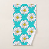 Geel Turquoise White Daisy Pattern Bad Handdoek (Handdoek)