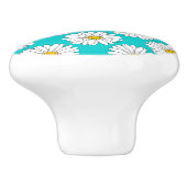 Geel Turquoise White Daisy Pattern Keramische Knop (Zijkant)