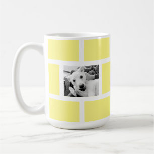 Geel Twee Foto Modern Vierkant Ontwerp Funny Dog Koffiemok