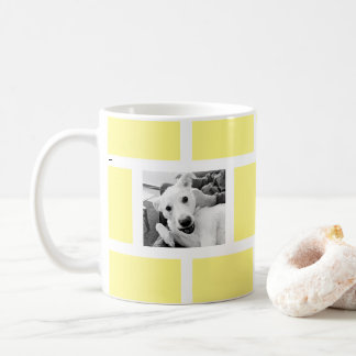 Geel Twee Foto Modern Vierkant Ontwerp Funny Dog Koffiemok